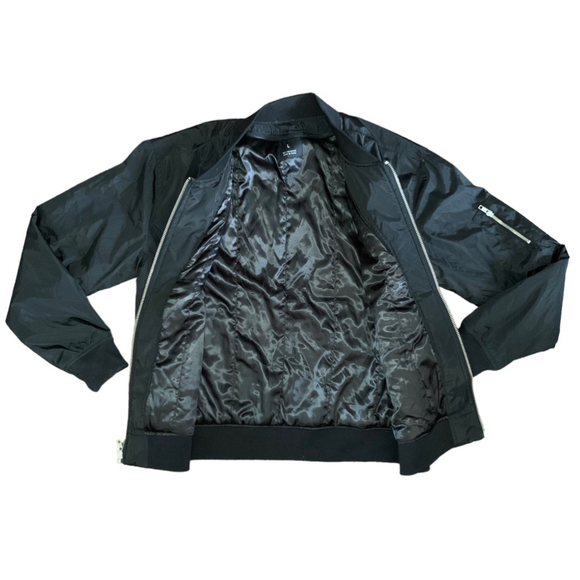 BOMBER JACKET GOOSE ISLAND‎ BEER CO Black Full Zip Jacket Coat Men Large - Picture 7 of 11